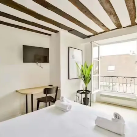 Coeur Du Marais - Place Des Vosges - Cathedrale Notre-dame De - Musee Du Louvre - 1 Bath - High - Speed Wifi - Free Parking - Baby Crib - Air Conditioning - Washing Machine - Pet Friendly - Lively Area - Paris, France Apartment Paris
